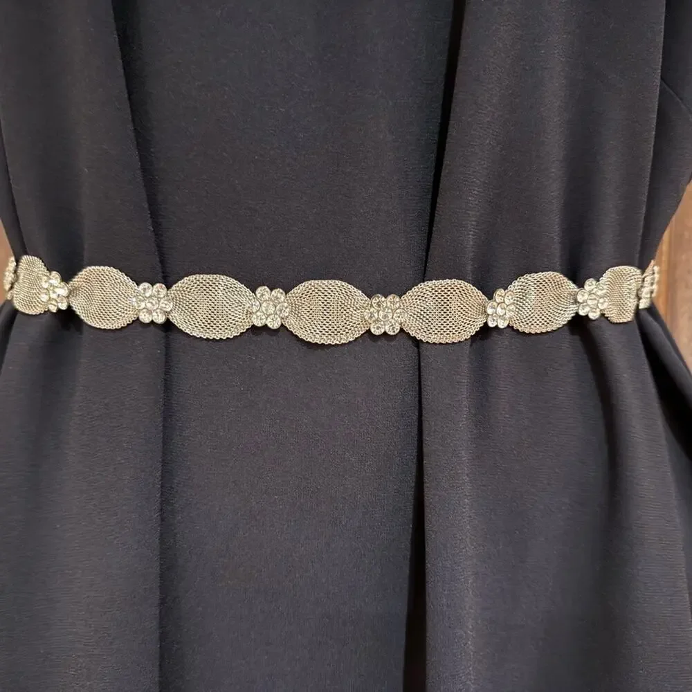 Vintage Mesh Belt with Rhinestone Trim